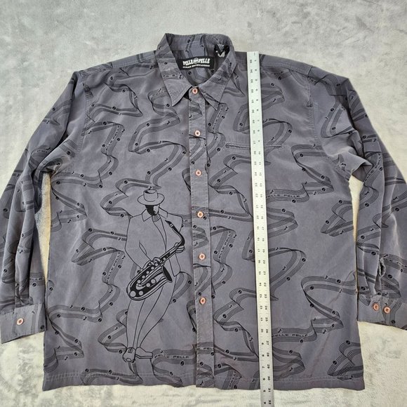 Pelle Pelle Marc Buchanan Shirt Men's 2XL Gray Rhapsody Blues Saxophone‎ Jazz - Picture 6 of 11